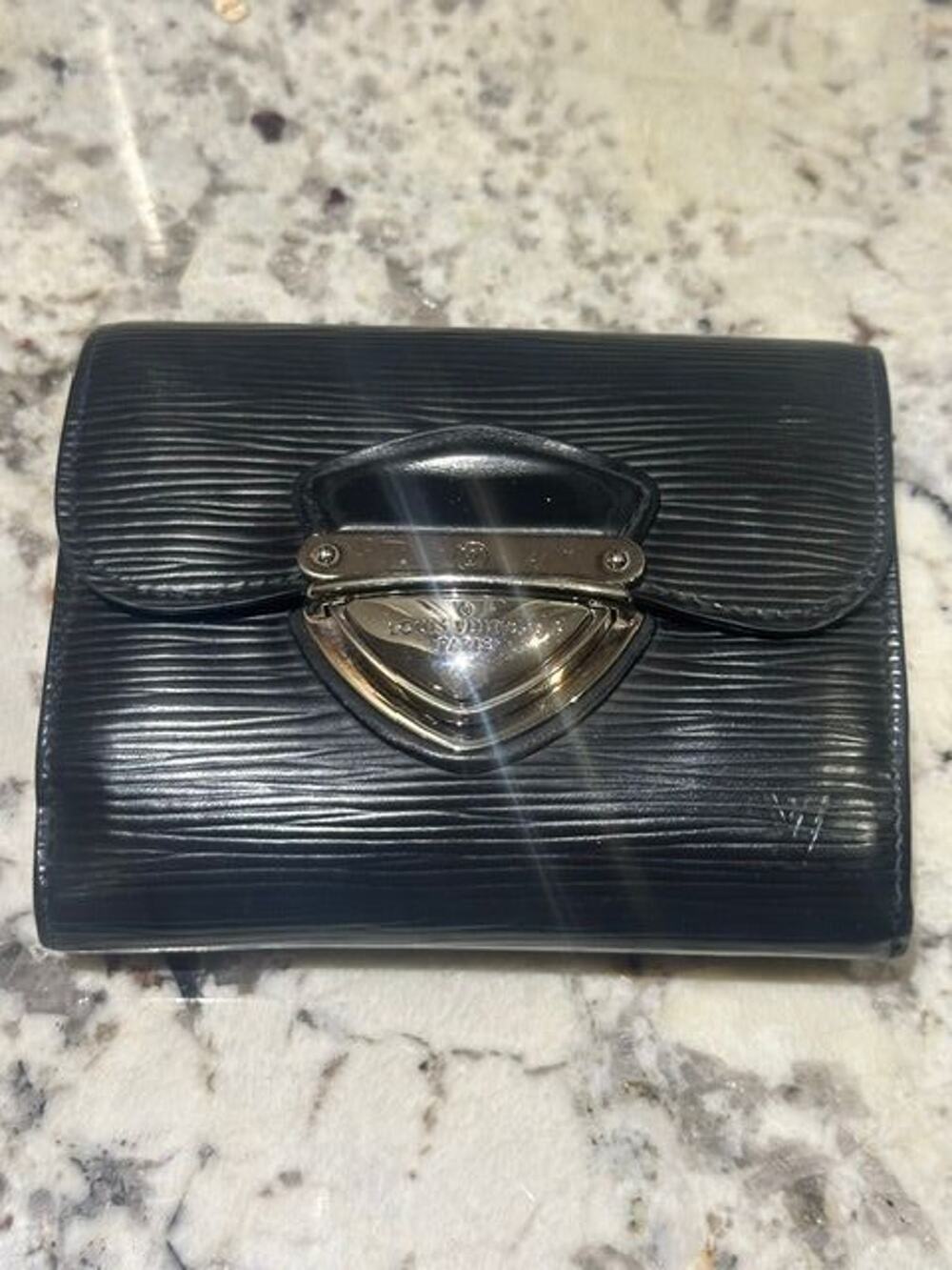 Louis Vuitton Black Epi Leather Joey Wallet EUC Silver Hardware VGUC